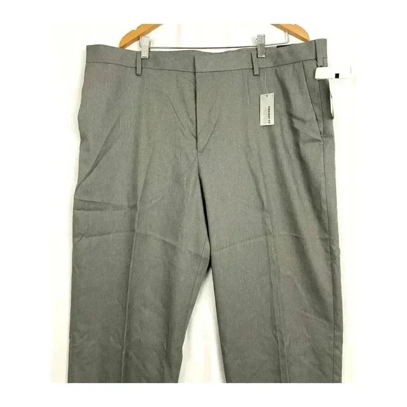 Perry Ellis Straight Dress Pants 42x32 Gray Flat Front NWT Flex Waistband - Picture 6 of 13